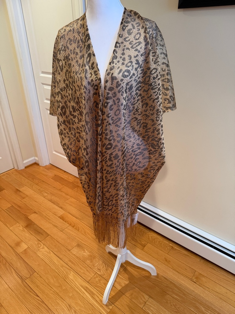 Kendall & James Evening Fringe Shawl - Tan & Black